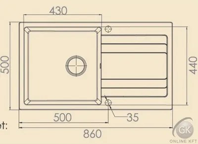 RIVA 1B 1D 860x500 gránit mosogató SAFARI GRANMASTER