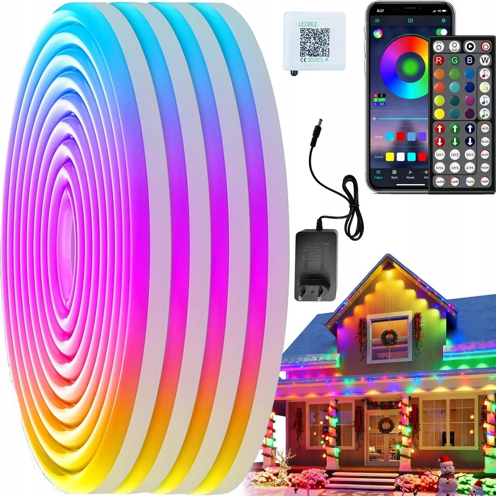 Led szalag szett 5m Rgb 5050 Smart Bluetooth alkalmazás távirányító