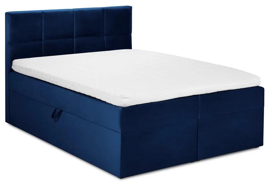 Mimicry kék bársony kétszemélyes ágy, 180 x 200 cm - Mazzini Beds