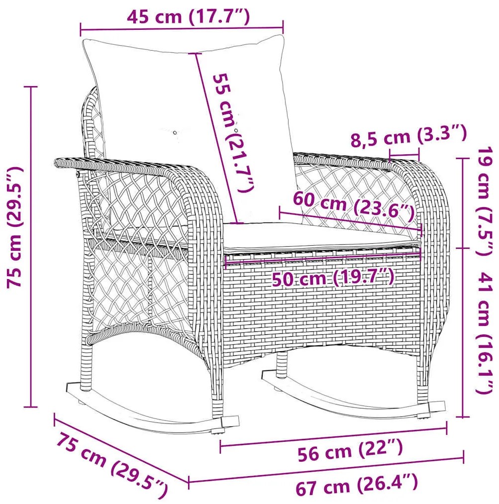 szürke polyrattan kerti hintaszék párnával