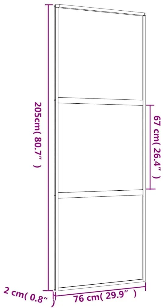 aranyszínű átlátszó ESG üveg és alumínium tolóajtó 76 x 205 cm