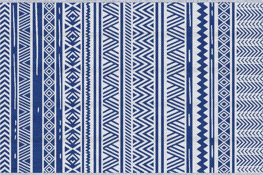 Outsunny Kültéri Szőnyeg 182x274 cm Forgatható Szőnyeg Geometrikus Mintával Vízálló Teraszra, Erkélyre, Pattióra, Kempingezéshez, Tengerpartra - Sötét