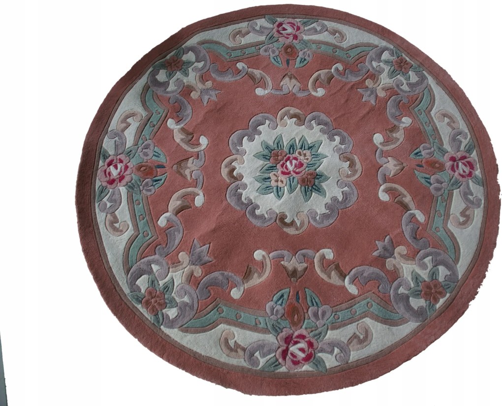 Aubusson gyapjúszőnyeg Ø200 barackszínű kerek