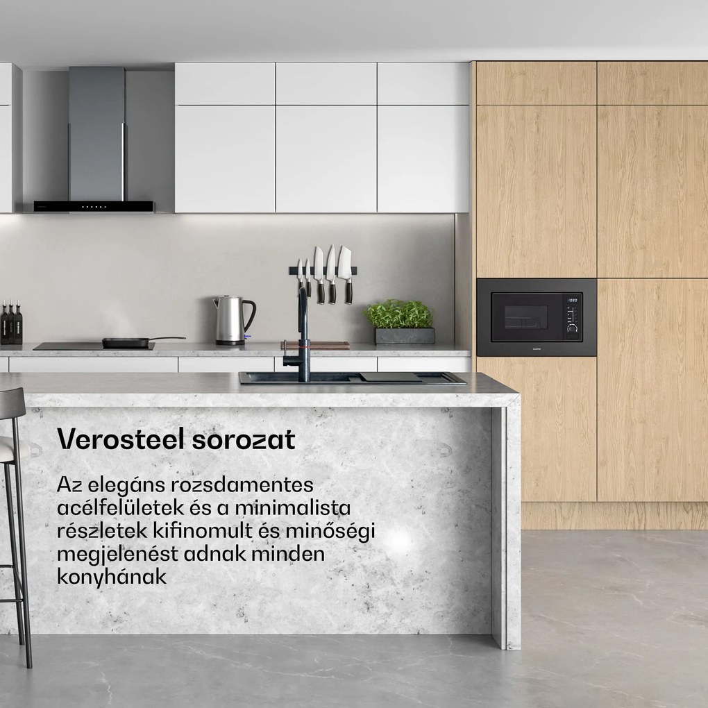 Klarstein Verosteel beépíthető mikrohullámú sütő grillezővel | 800 W grill | 700 W mikrohullám | 60 cm