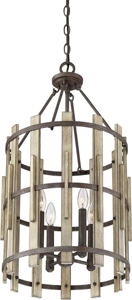 Quoizel loft függeszték wood hollow fekete falusias elsqz-wood-hollow-4p