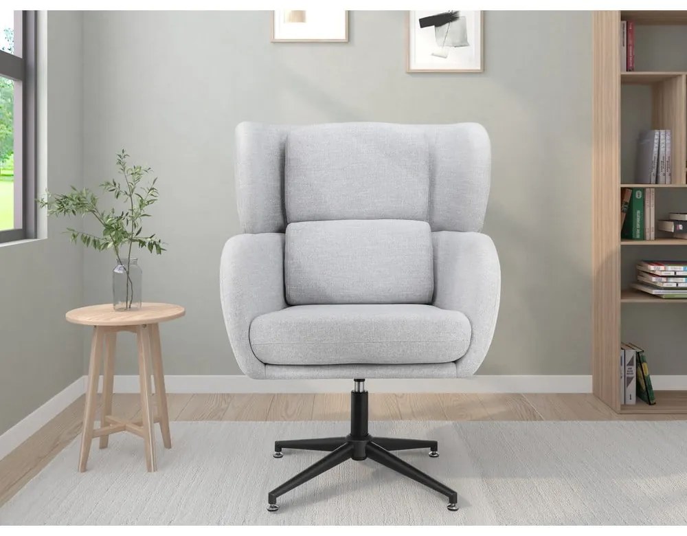 Világosszürke bársony füles fotel Vanessa – Støraa