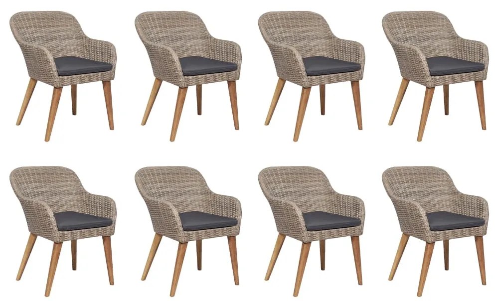 vidaXL 9 részes kültéri polyrattan étkezőgarnitúra párnákkal