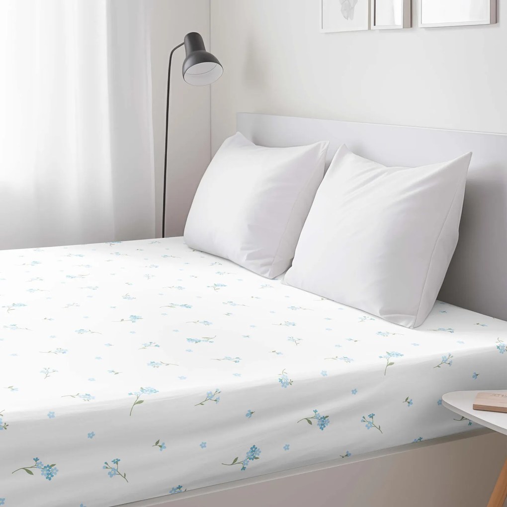 Goldea pamut körgumis lepedő - nefelejcsek 180 x 200 cm