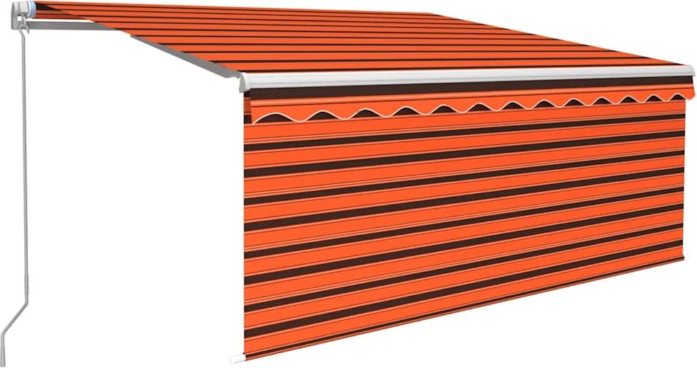 vidaXL narancssárga-barna LED-es napellenző redőnnyel 3,5 x 2,5 m