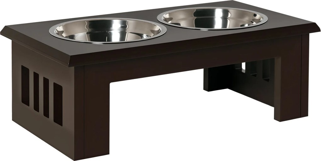 PawHut Emelt Kutya Etető Tál 2 Tállal, Víz Tál 2 x 2000ml Rozsdamentes Acél Tálak | Aosom