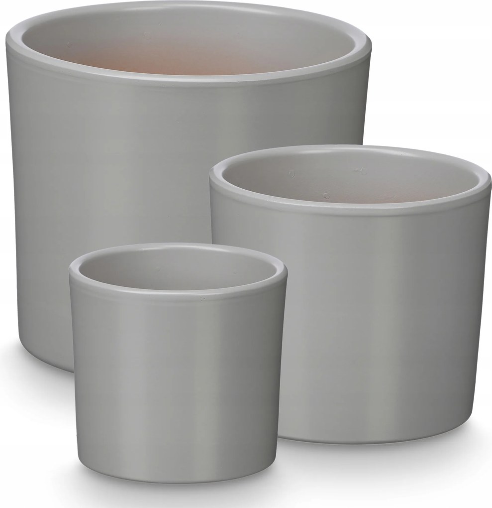 Kerámia Kaspó Szett 3 Darabos Ø 14 17 22 CM Szürke