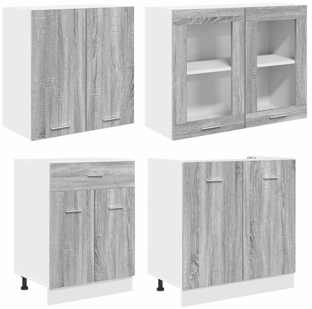Konyhaszekrény garnitúra 4 pcs Szürke sonoma 140 x 46 x 81.5 cm