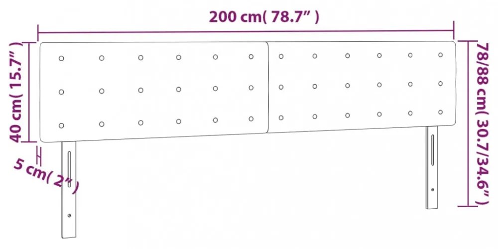 2 db tópszínű szövet fejtámla 100x5x78/88 cm