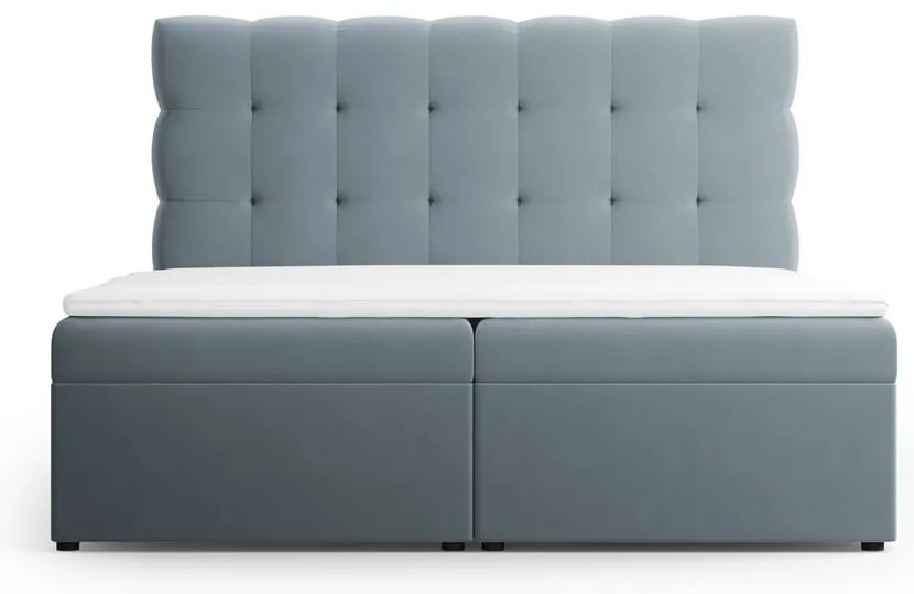 Világoskék boxspring ágy tárolóhellyel 160x200 cm Bali – Cosmopolitan Design