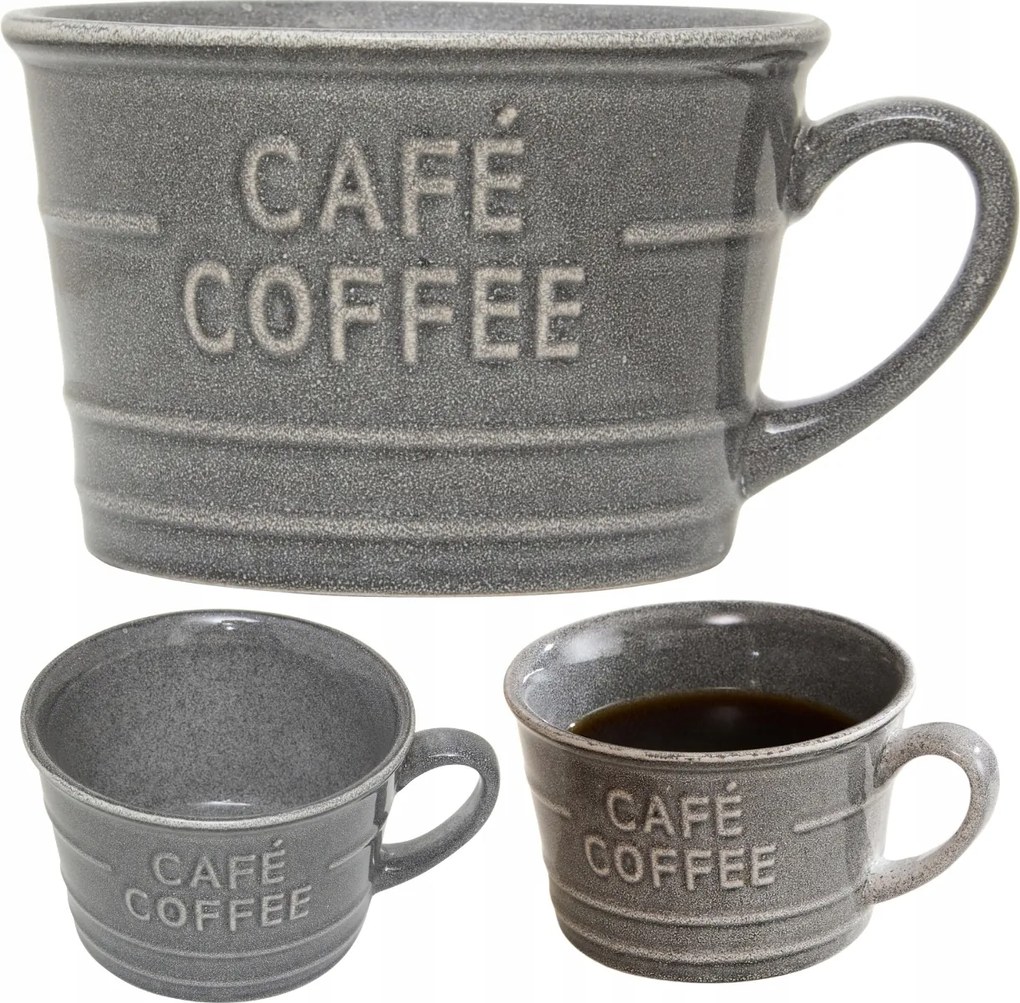 Kis reggeliző csésze Coffee 260 ml Szürke kávé tea kerámia
