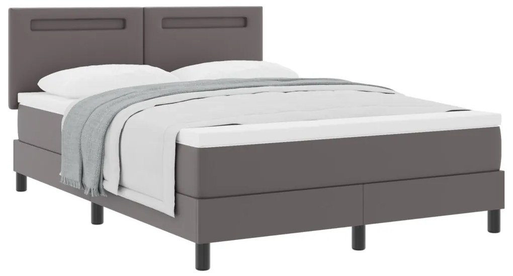 Boxspring ágy matraccal Szürke 140x190 cm Műbőr