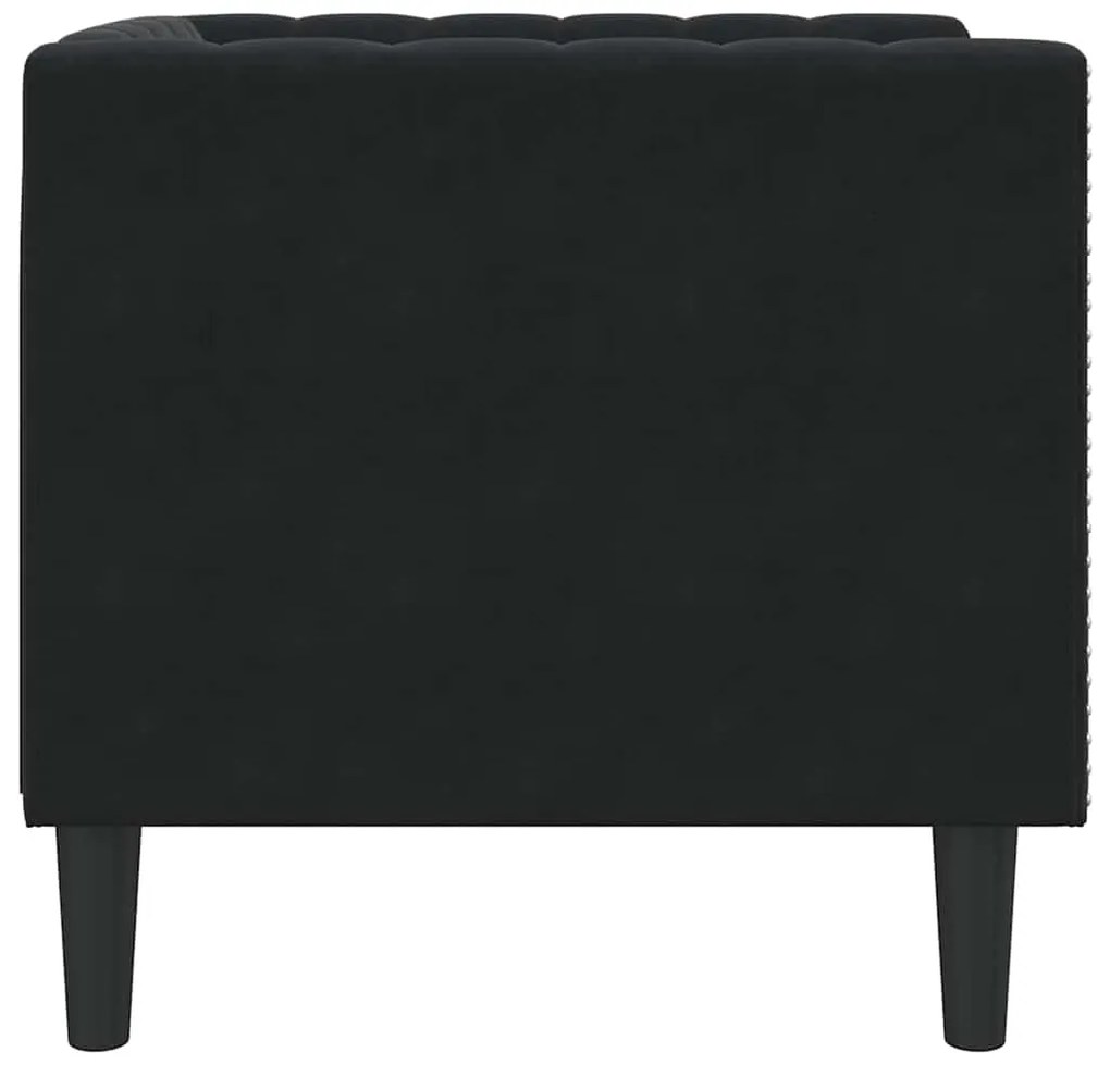 Chesterfield Kanapé Szék Fekete 71 x 74.5 x 70.5 cm Bársony