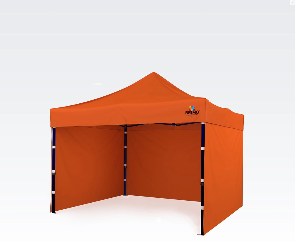 Pavilon 3x3 m Acélváz 3 fallal: Munkasátor kézműveseknek - plusz 3 oldalfal - Narancssárga