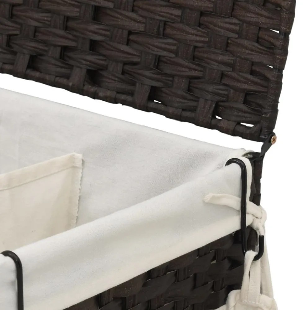 sötétbarna rattan szennyeskosár kerekekkel 60x35x60,5 cm
