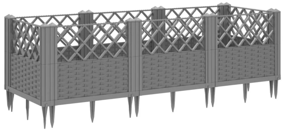 világosszürke PP kerti virágláda cövekekkel 123,5x43,5x43,5 cm