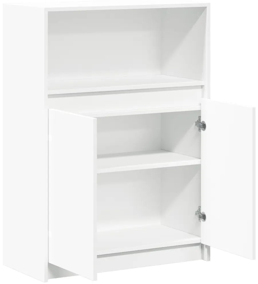 fehér szerelt fa tálalószekrény LED-del 72 x 34 x 100 cm