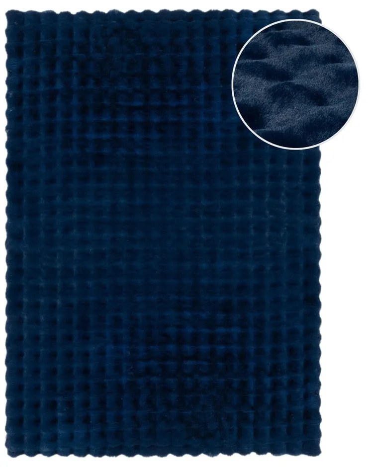 Sötétkék szintetikus szőrme szőnyeg 180x290 cm Waffle Faux Fur – Flair Rugs