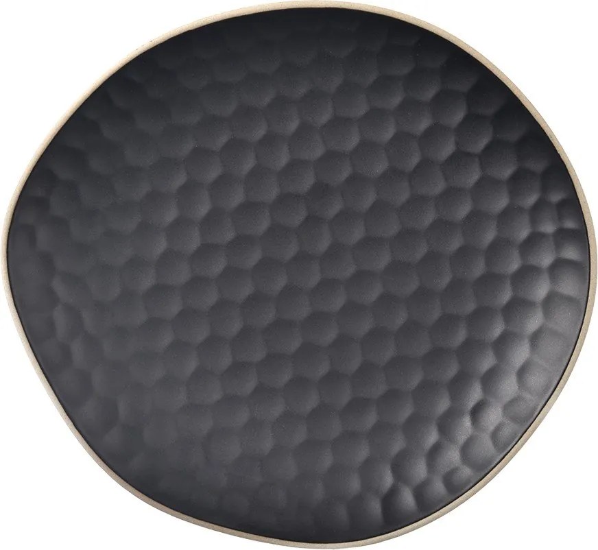 Fekete szervírozó kőedény tányér Tea Time – Orion