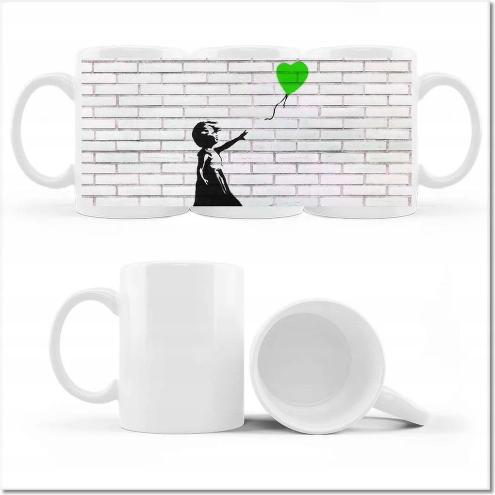 Banksy Graffiti fényképes bögre Léggömb