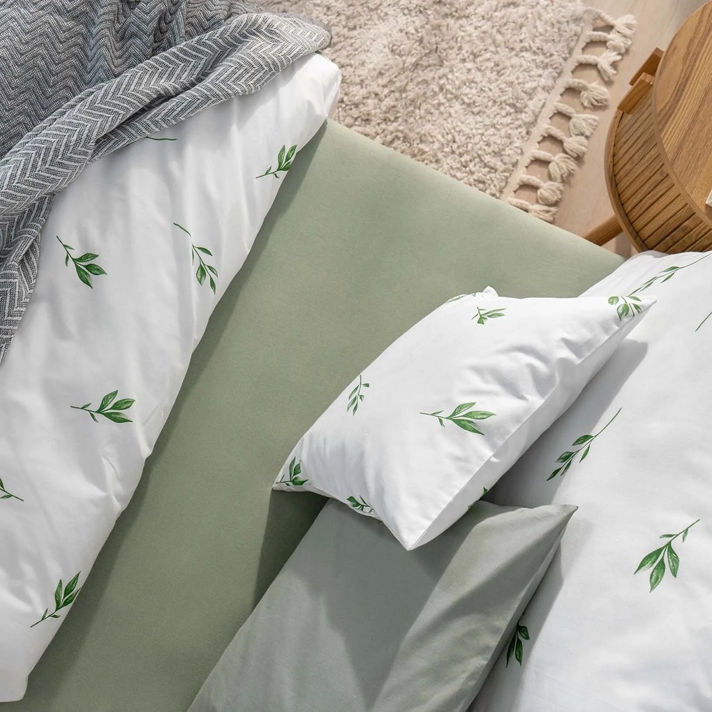 Goldea jersey gumis lepedő - zsálya színű 90 x 200 cm