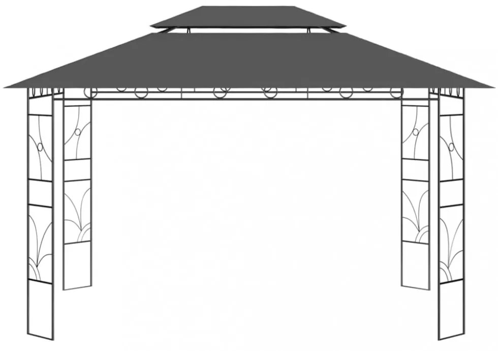 antracitszürke pavilon 4 x 3 x 2,7 m 160 g/m²