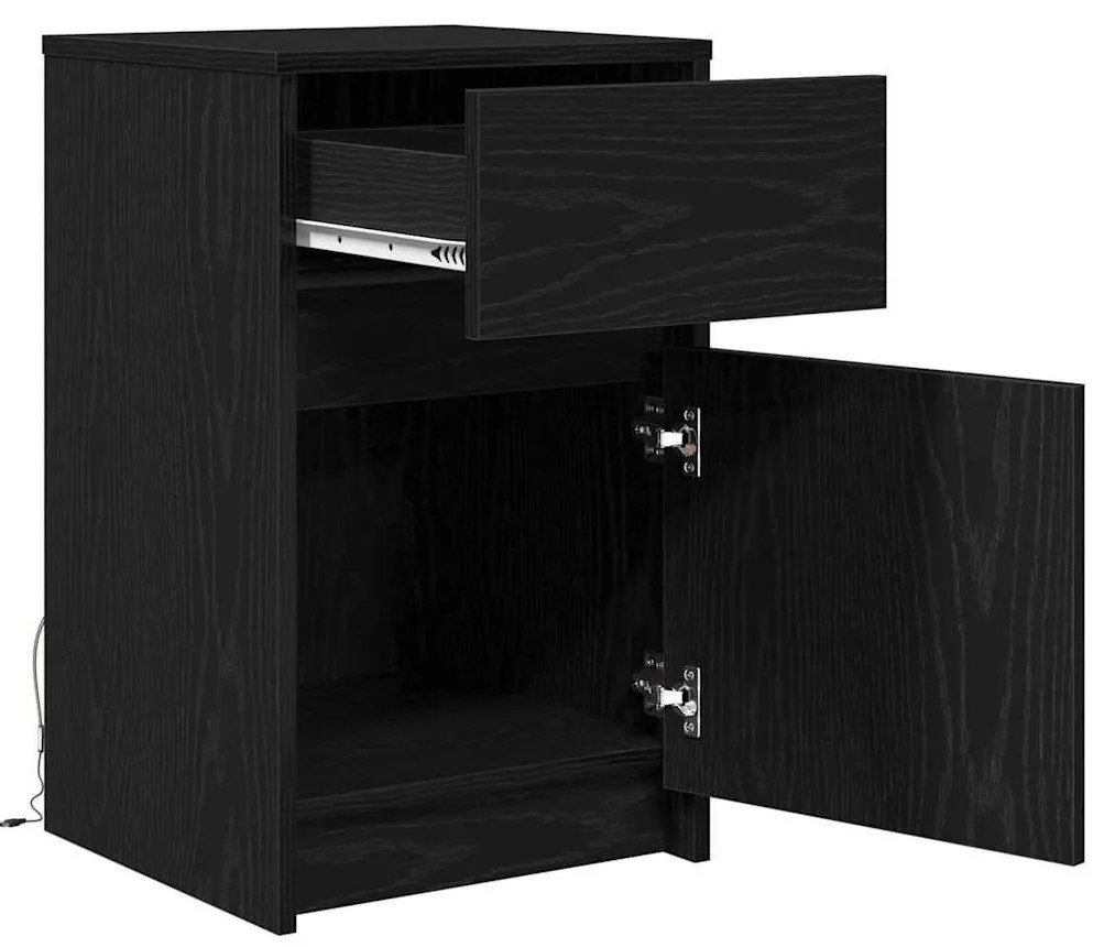 LED Éjjeli Szekrény 2 pcs Musta tammi 38 x 34 x 61 cm Faanyag
