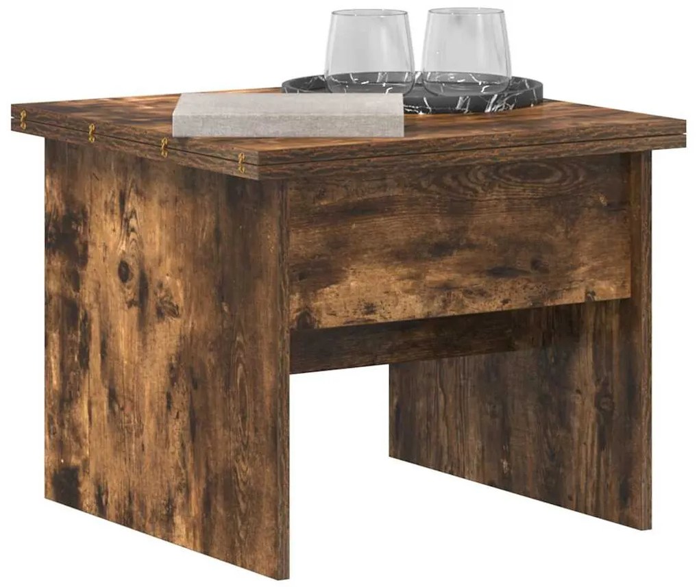 vidaXL Dohányzóasztal Füstölt tölgy 55 x 54,5 x 45 cm Faanyag