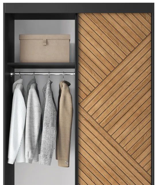 MARHY 2 tolóajtós ruhásszekrény, 120x220x60, tölgy karamell