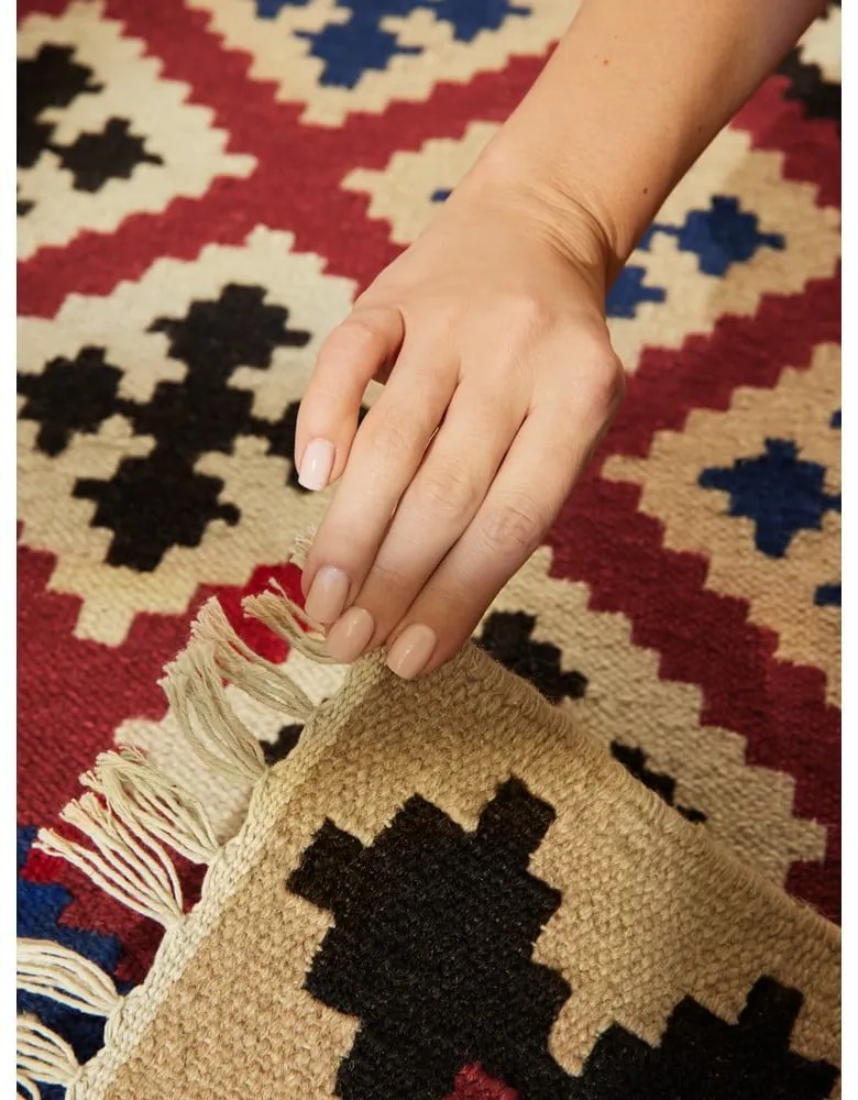 Piros kétoldalas kézi szövésű gyapjú szőnyeg 120x170 cm Kamal Rami – Nouristan