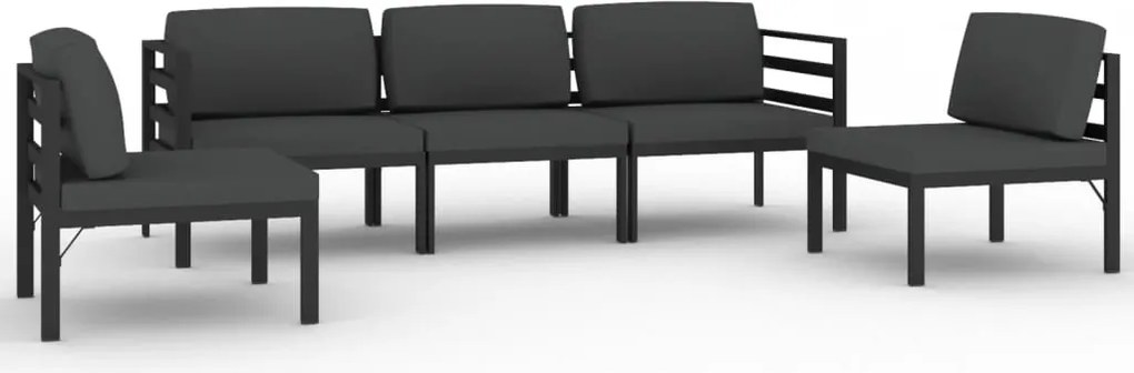 vidaXL 5 részes antracitszürke alumínium kerti ülőgarnitúra párnákkal