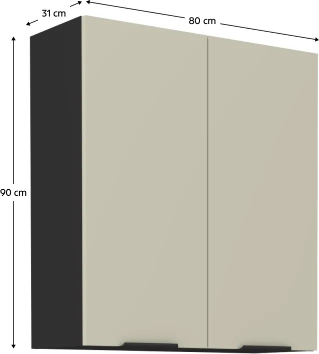 Felső szekrény, kasmír/fekete, ARAKA 80 G-90 2F
