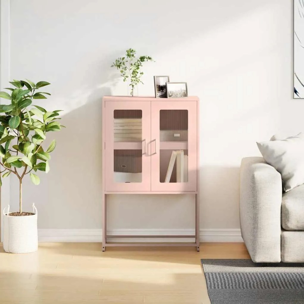 Highboard rózsaszín 68x39x107 cm Acél