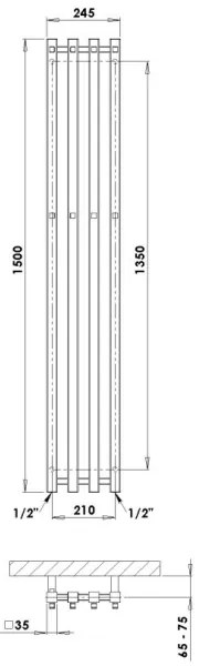 P.M.H. P2W/4 - Fürdőszobai törölközőszárító radiátor PLUTO 406 W 150 cm fehér