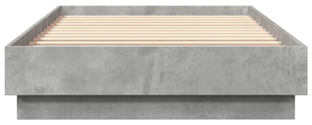 betonszürke ágykeret LED-világítással 100x200 cm