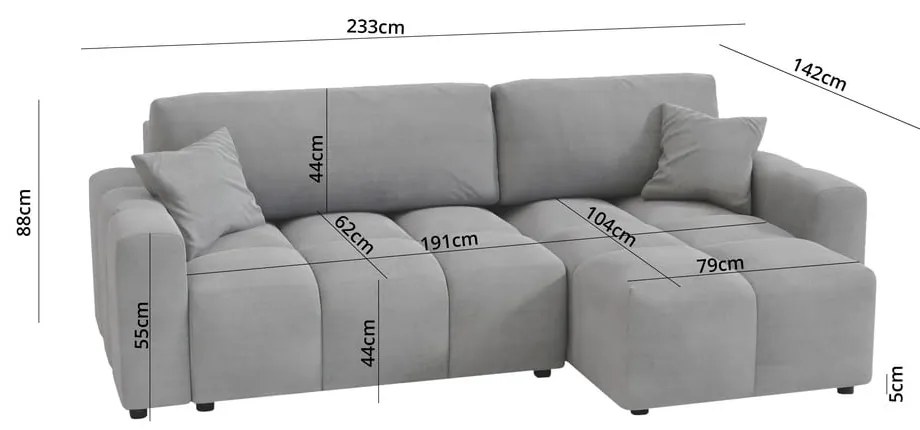 Világosszürke sarokkanapé (variálható) Luki – Ropez