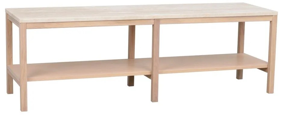 Fehér-natúr színű konzolasztal kő asztallappal 140x40 cm Orwel - Rowico