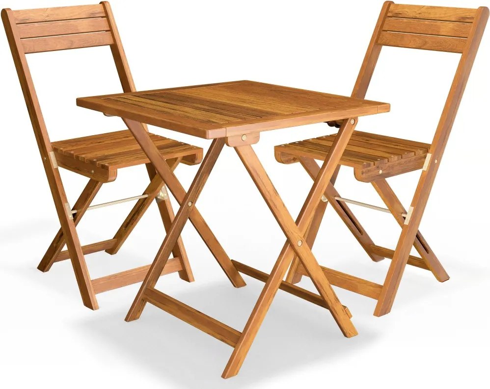 3 részes fa kerti szett - összecsukható asztal + székek