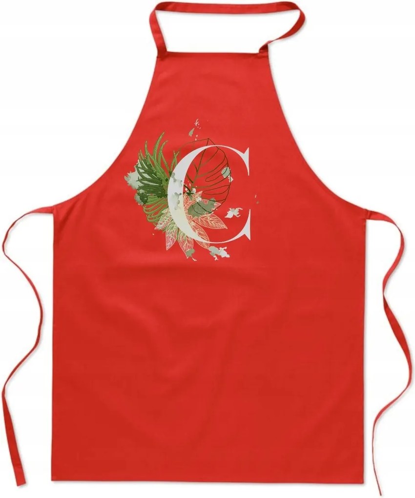 Konyhai Kötény piros C Betűvel név monogram Boszorkány Celina FA_391_cw