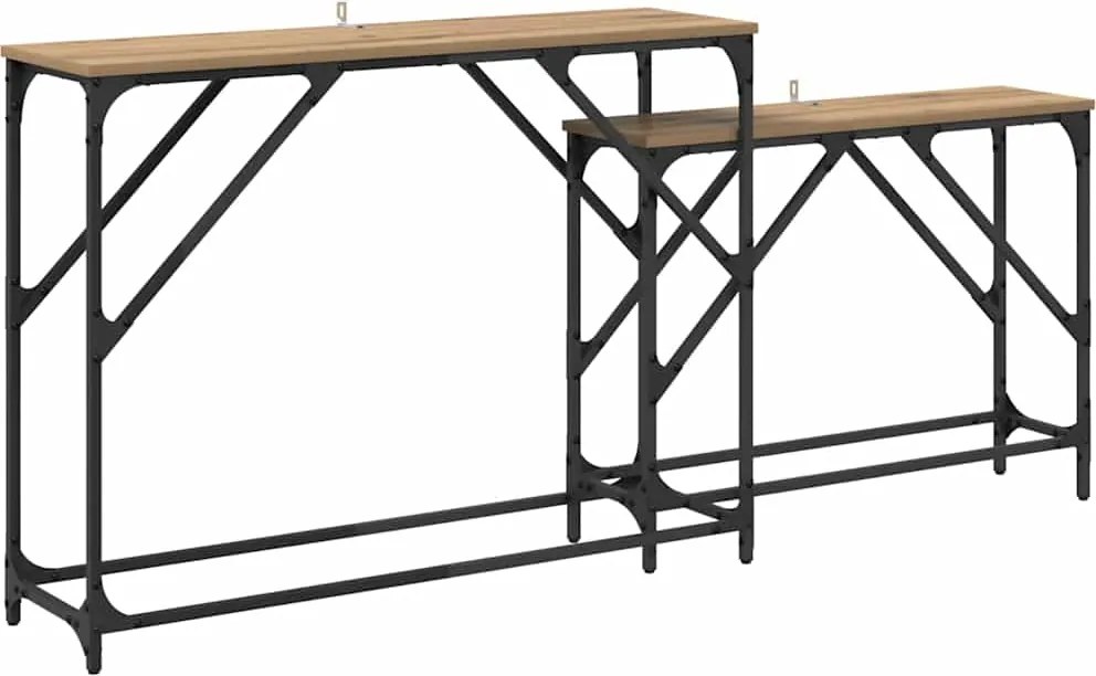 vidaXL Konzolasztal 2 pcs Artisan tölgy 100 x 28 x 75 cm Faanyag
