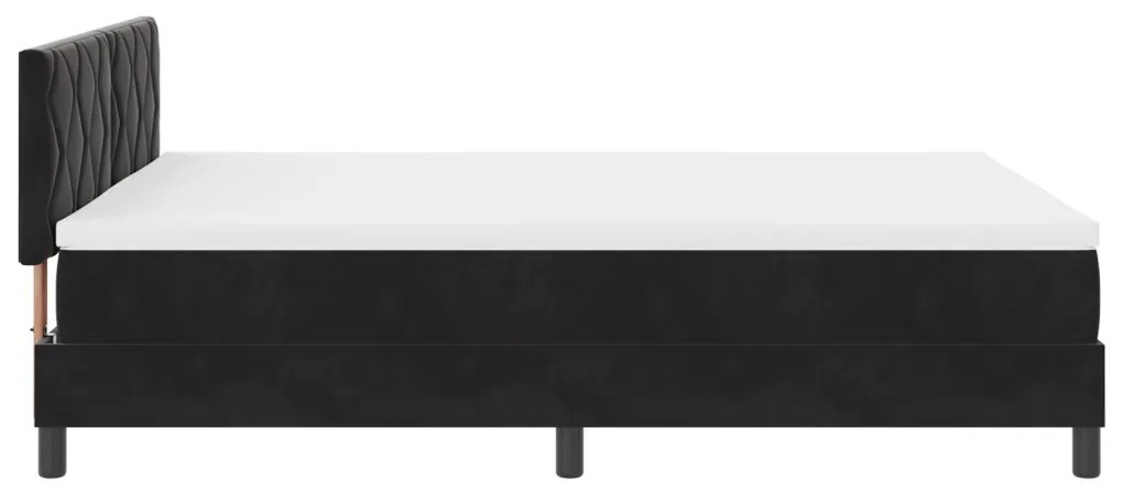 Box Spring Ágy Matraccal Fekete Színben, 140x190 cm Bársony