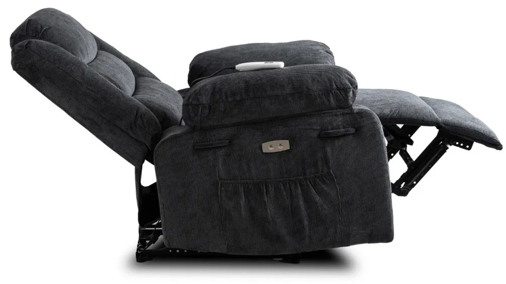 Elektromosan Vezérelhető Masszázsfunkciós Relaxfotel Sötétszürke Színben. JASPER