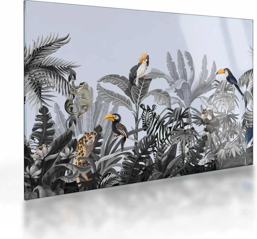Üveg kép - Illusztrált dzsungel (70x50 cm)