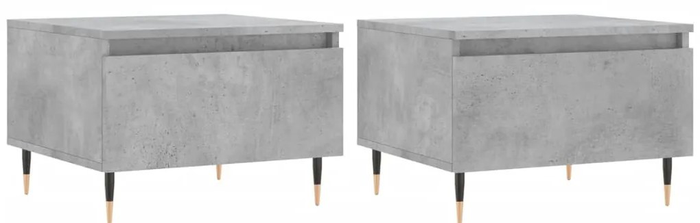2 db betonszürke szerelt fa dohányzóasztal 50 x 46 x 35 cm
