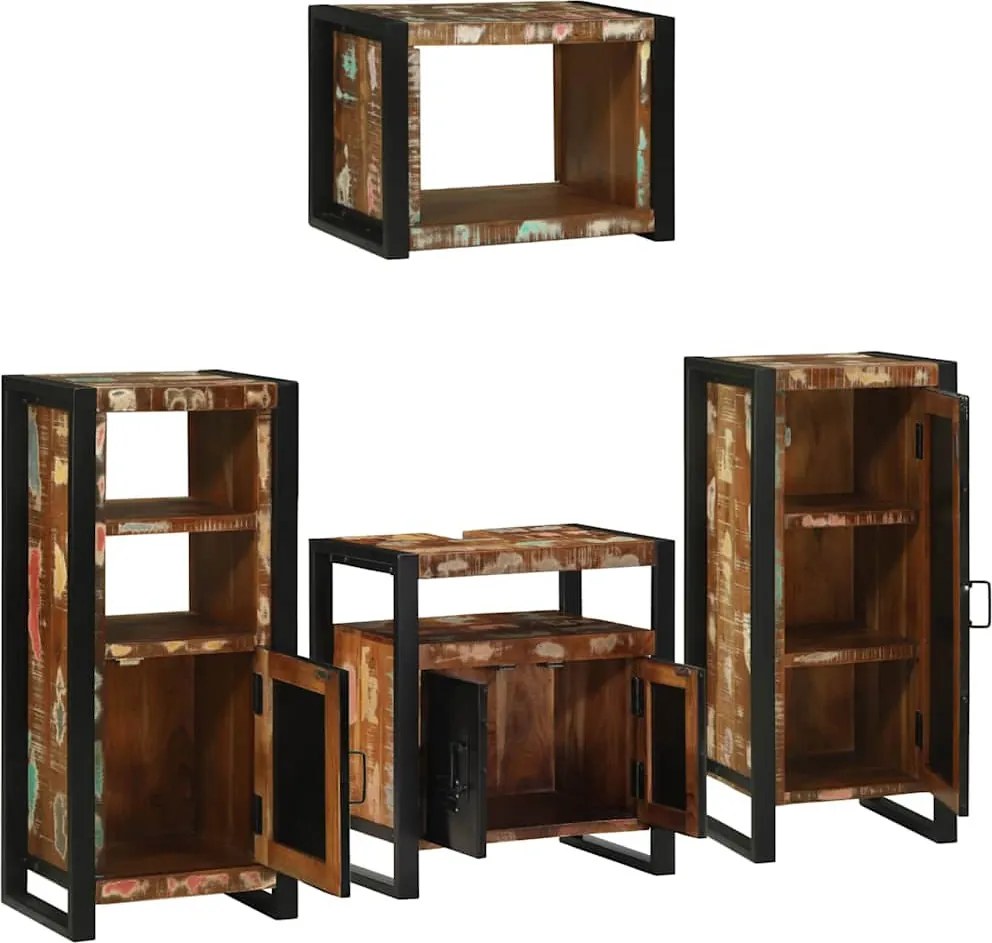 Fürdőszoba bútor szett 4 pcs Szilárd újrahasznosított fa