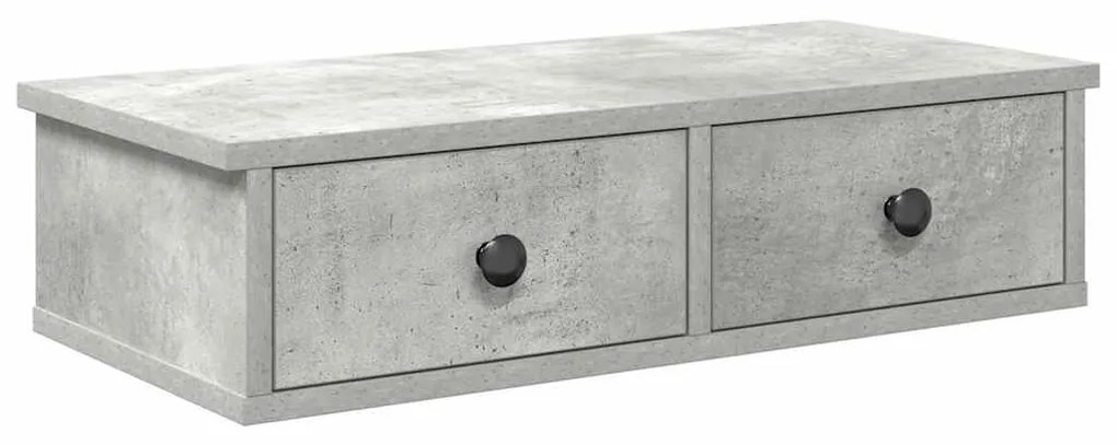 Falipolc fiókokkal betonszürke 60x25x15 cm műszaki fa
